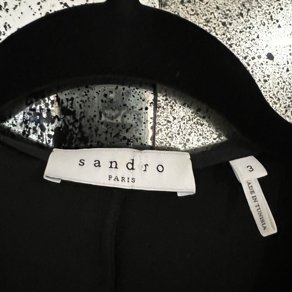 SANDRO Black Crossover Plunge V Neck, Sleeveless Long Blouse Top, Size 3/L - Picture 3 of 6